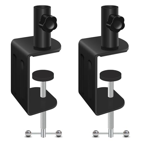 Jhanw Robuste Metall-C-Klemme mit 2,5 cm Loch oben, verstellbare Mikrofon-Schreibtischhalterung, universell kompatibel mit Mikrofonständern, Stangen und Tisch-Clips, langlebige Stahlkonstruktion und von Jhanw