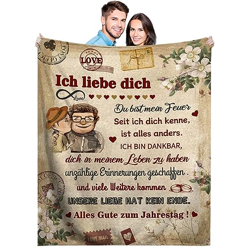 Geschenk Hochzeitstag - Superweiche Decke zum Hochzeitstag Frauen Männer, Jahrestag Hochzeitstag Valentinstag Geburtstag Geschenke Für Sie Ihn, 130x150cm, Kuscheldecke Fleecedecke von JhcsDy