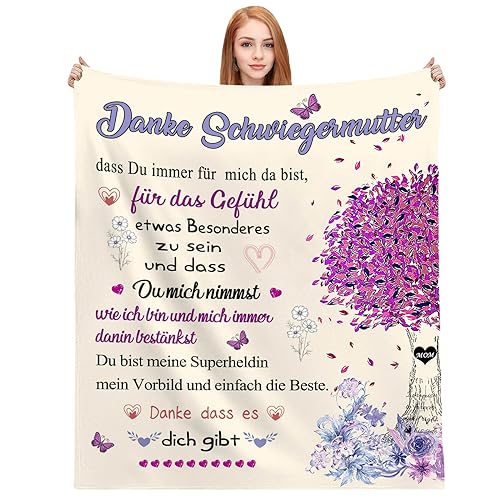 Geschenk für Schwiegermutter, Geburtstagsgeschenk für Schwiegermutter Decke,Hochzeitstag Geschenke für Mama Jubiläumsgeschenk Hochzeitstag Geburtstagsgeschenk Valentinstagsdecke Flauschige,150x200cm von JhcsDy