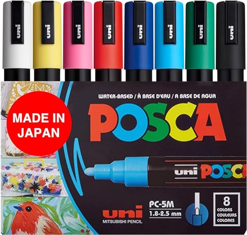 POSCA Acrylic Paint Marker Set, 8 Color Medium, PC-5M, Version 2 (PC5M8SET) von POSCA