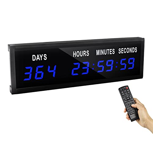 Jhering LED Countdown -Uhr mit Fernbedienung, Tagen Stunden Minuten Sekunden, Digitale Wanduhr 1.8 '' 9 Ziffern (blau) von Jhering