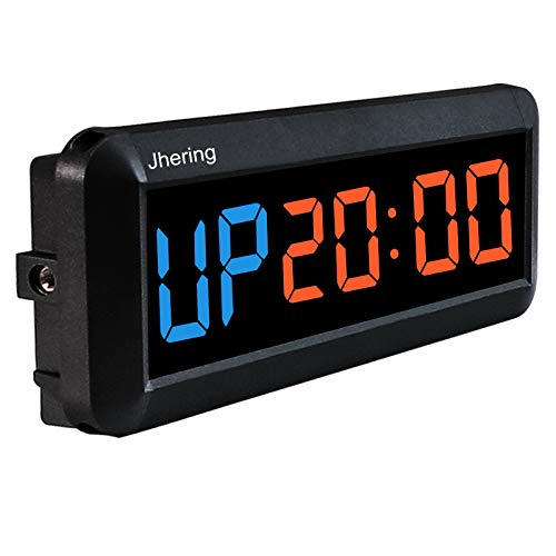 Jhering LED Intervall Timer, Countdown/Up Uhr, Stoppuhr, Gym Timer mit Fernbedienung, Workout Timer für Heim Garage Fitnessstudio, Tabata EMOM MMA(Blau/Rot) von Jhering