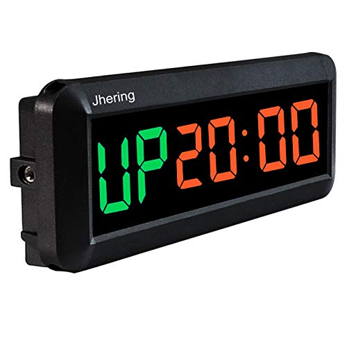 Jhering LED Intervall Timer, Countdown/Up Uhr, Stoppuhr, Gym Timer mit Fernbedienung, Workout Timer für Heim Garage Fitnessstudio, Tabata EMOM MMA(Grün/Rot) von Jhering