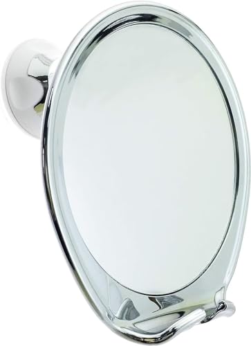 JiBen Nebelfreier Duschspiegel mit Power-Saugnapf, eingebautem Rasierhaken und um 360 Grad drehbarem, verstellbarem Arm, persönlicher Nebelfreier Badezimmerspiegel (Chrom) von JiBen