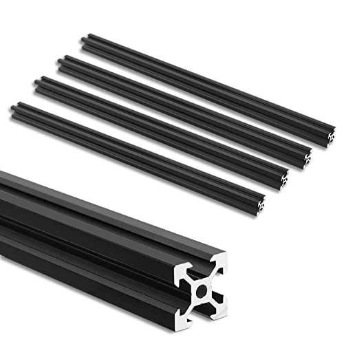 JiGiU 4 Stück 400mm Aluminiumprofil Extrusions 2020 V-Slot Europäischer Standard Norm Eloxierte Linearschiene 20x20 Aluprofil für 3D-Drucker DIY CNC-Maschinen uzw. (Schwarz) von JiGiU