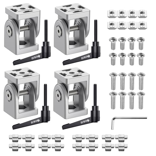 JiGiU Winkelverbinder Einstellbarer Gelenk für 4040 Aluprofil Nut 8 Flexibler Scharnier mit Klemmhebel 180° Drehbar für Eu-Standard Aluminium Extrusion Profil 3D Druckerteile (4 Packung) von JiGiU