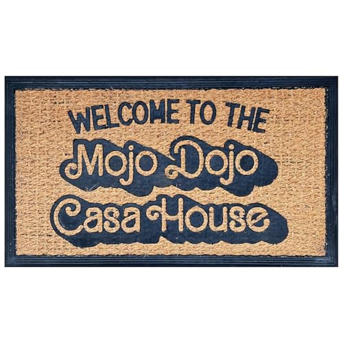 JiXianJu Lustige Kokosfaser-Fußmatte, Aufschrift "Welcome to The Mojo Dojo Casa House", für den Eingangsbereich, Outdoor, mit strapazierfähiger, rutschfester Kokosfaser-Fußmatte, 76,2 x 43,2 cm, Braun von JiXianJu