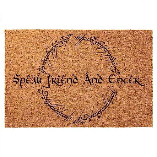 Lustige Kokosfaser-Fußmatte "Herr der Ringe" mit Aufschrift "Speak Friend and Enter Welcome", Fußmatte für den Eingang, personalisierte Teppiche mit robuster Rückseite, Kokosfaser, 59.9x39.9 cm von JiXianJu