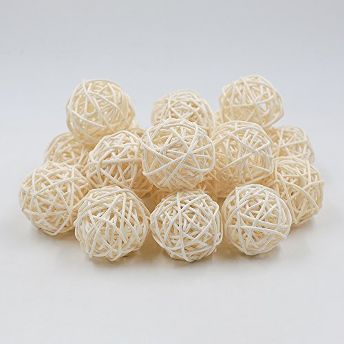 Jia Hu Rattan-Kugeln zum Aufhängen, für Hochzeit, Party, Weihnachten, Dekoration, 7 cm, Weiß, 20 Stück von Jia Hu