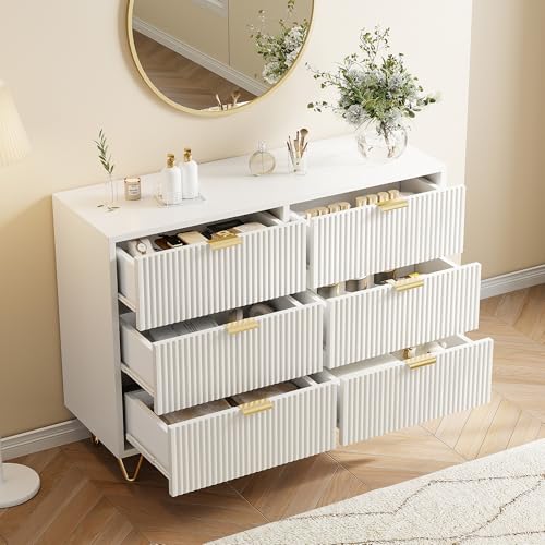 JiaOyu Kommode Weiß, Sideboard mit 6 Schubladen, Komodenschrank Aufbewahrungsschrank Mehrzweckschrank für Wohnzimmer Schlafzimmer Flur,73x100x34cm(B-6 Schubladen) von JiaOyu