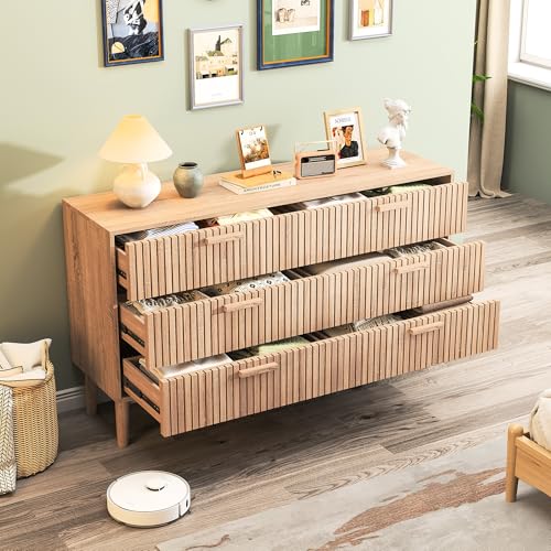JiaOyu Sideboard, Kommode fürs Schlafzimmer mit 6 Schubladen, breite Kommode aus Holz, Schubladenschrank Anrichte für Wohnzimmer Flur, Eingangsbereich (A-100X34X73CM) von JiaOyu