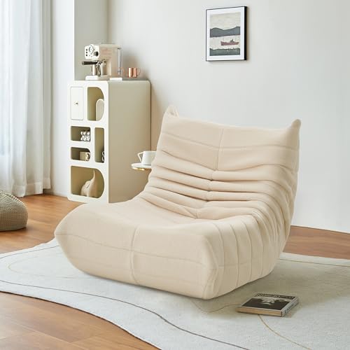 JiaOyu Sitzsack Sofa Bodensofa, Schlafsofas Relaxsessel mit Rückenlehne, Lazy Sofa Bodensofa mit schlaffunktion, Bodensessel Kleines Schlafsofa für Schlafzimmer Wohnzimmer (Beige) von JiaOyu