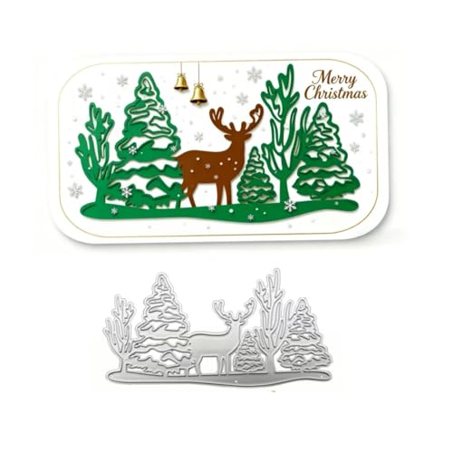 1 x Rentier-Stanzformen für Kartenherstellung, Weihnachtsbaum, Metall-Stanzformen, Schablonen für Bastelarbeiten, Alben, Basteln, Scrapbooking, dekorativ von JiaYiXu