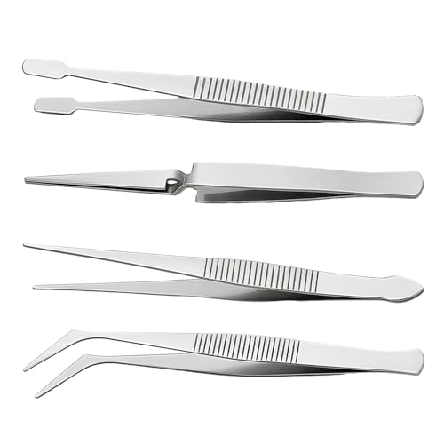 4-teiliges Edelstahl-Pinzetten-Set, professionell, selbstsichernd, Hobby-Pinzetten für Briefmarken, Handwerk, Schmuck, Modell, Backelektronik 4-teiliges Edelstahl-Pinzetten-Set, professionell, selbstsichernd, Hobby-Pinzetten für Briefmarken, Handwerk, Schmuck, Modell, Backelektronik von JiaYiXu