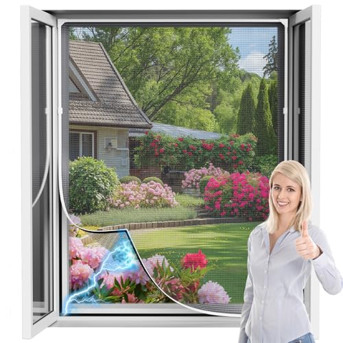 Jiaanle Fliegengitter Fenster Magnet für Dachfenster - 100 x 130 cm Selbstklebendes Insektenschutz Dachfenster magnetisch Mückennetz Fenster（Weiß） von Jiaanle