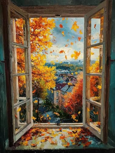 Diamond Painting 25x35 Diamond Painting Erwachsene Fenster Diamanten Kinder Blatt, DIY Viereckige Vollbohrer Mosaik Kreativ set für Erwachsene Malen Nach Deko Wohnzimmer Geschenke für Frauen S-541 von Jiaboxln