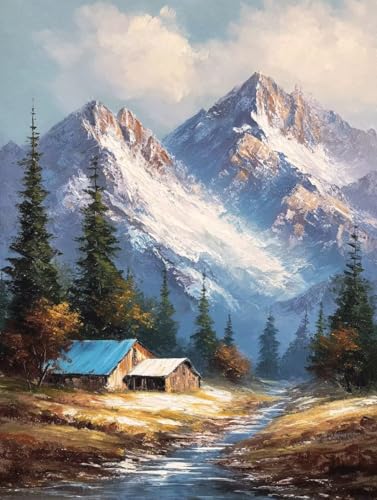 Diamond Painting 50x70 Diamond Painting Erwachsene Schneeberg Diamanten Kinder Landschaft, DIY Viereckige Vollbohrer Mosaik Kreativ set für Erwachsene Malen Nach Zahlen Deko Geschenke für Frauen S-535 von Jiaboxln