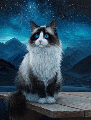 Diamond Painting Katze Diamond Painting Kinder Berg DIY Leinwand Mosaik Bastelset Erwachsene eckige Steine Crystal Art Zubehör Diamant Malerei Anfänger für Halloween Deko Geschenke 45x60 cm S-548 von Jiaboxln
