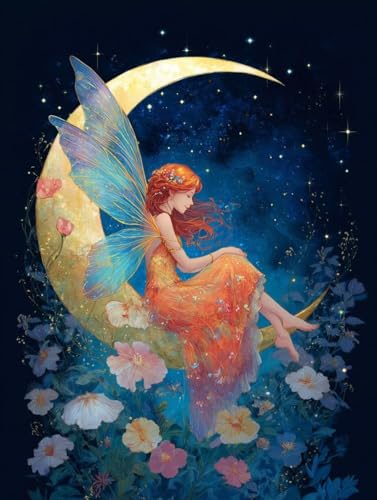Diamond Painting Mond Diamond Painting Kinder Frau DIY Leinwand Mosaik Bastelset Erwachsene eckige Steine Crystal Art Zubehör Diamant Malerei Anfänger für Halloween Deko Geschenke 50x70 cm S-560 von Jiaboxln