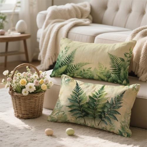 Outdoor Kissen Wetterfest 2er Set, Kissenbezug 30x50 Salbeigrün Kissenbezüge, Rechteckige kissen Creme Outdoorkissen WeicheLeinen kissen mit Verstecktem Reißverschluss Dekokissen Kopfkissenbezug I-471 von Jiacgrtef