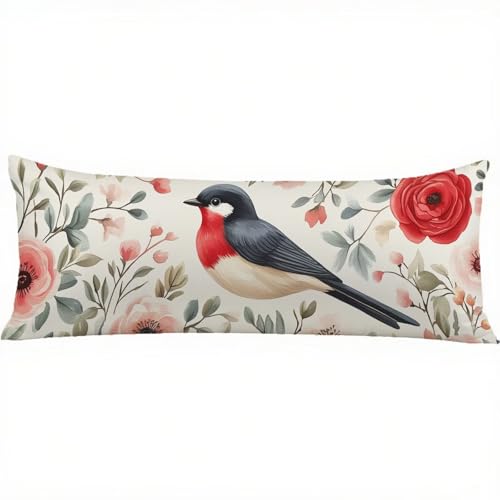 Seitenschläferkissen Bezug 140x40 Rot Kissenbezug Rosa Muster kopfkissen, Doppelseitig Drucken Samt Pillow Case, Body Pillow Schwangerschaftskissen & Seitenschläferkissen 40 x 140 w-11564 von Jiacgrtef