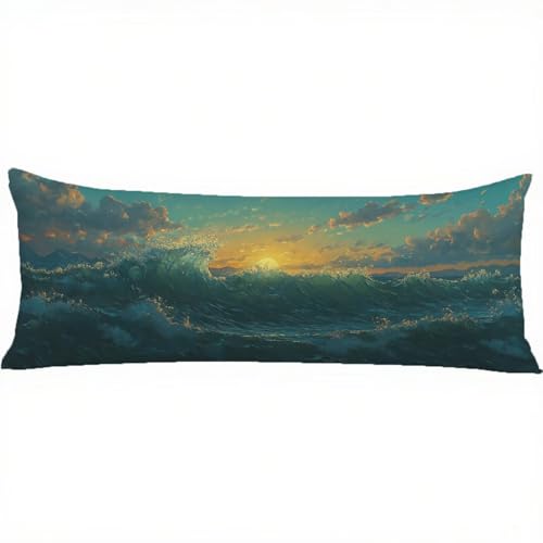 Seitenschläferkissen Bezug 180x60cm Smaragd Kissenbezug Ozean Muster kopfkissen, Doppelseitig Drucken Samt Pillow Case, Body Pillow Schwangerschaftskissen & Seitenschläferkissen 60 x 180 w-1408 von Jiacgrtef