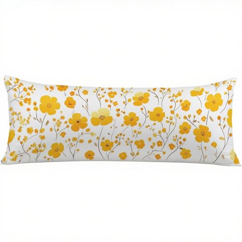 Seitenschläferkissen Bezug 40 x 145 Blume Kissenbezug Orange kopfkissen, Doppelseitig Drucken Samt Pillow Case, Body Pillow Kissenbezüge, Schwangerschaftskissen & Seitenschläferkissen 1er Set w-11614 von Jiacgrtef