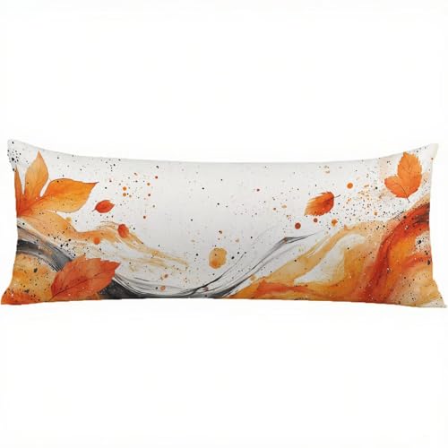 Seitenschläferkissen Bezug 40 x 145 Herbst Kissenbezug Gebranntes Orange Doppelseitig Drucken Samt Pillow Case, Body Pillow Kissenbezüge, Schwangerschaftskissen & Seitenschläferkissen 1er Set w-11570 von Jiacgrtef