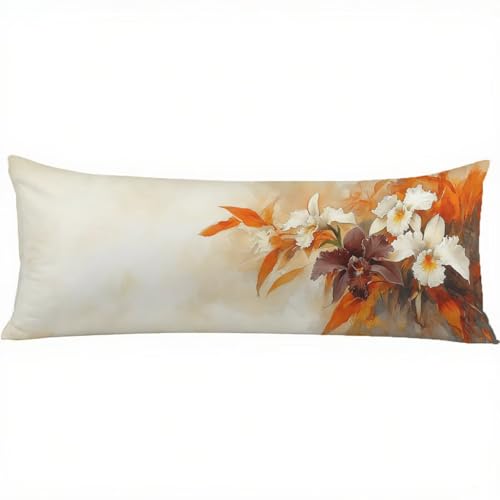 Seitenschläferkissen Bezug 50 x 150 Karamellfarbe Kissenbezug Creme Muster Doppelseitig Drucken Samt Pillow Case, Body Pillow Kissenbezüge, Schwangerschaftskissen & Seitenschläferkissen w-11574 von Jiacgrtef