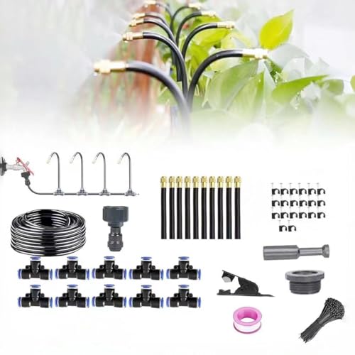 10M Bewässerungssystem Garten,360° Curved Wassernebel Nebelkühlsystem,Garten Bewässerung Kit,Sprühnebel Kühlung Bewässerungs System,Nebelbewässerungskit,für Landschaft,Flower Bed und Pflanzen von Jiahuade