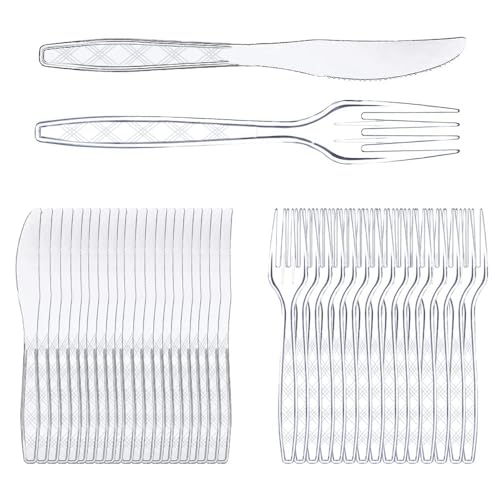 Wiederverwendbar Gabel und Messer Set, Mehrwegmesser,Wiederverwendbar Besteck,Partygeschirr Mehrweg,Nachhaltig(200) von Jiahuade