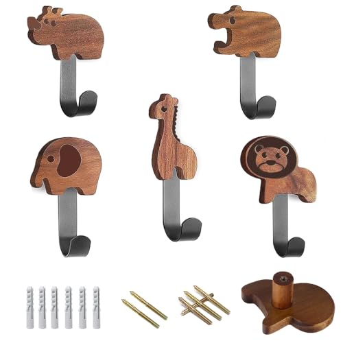 Jiahuade Kleiderhaken Kinder Holz,5PCS Garderobenhaken Kinder,Kleiderhaken Kindergarderobe,Garderobenhaken Kinderzimmer,Wandhaken Kinder Kleiderhaken Auto von Jiahuade