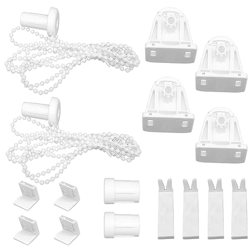 2 Sets Rollo Ersatz Reparatursatz, Kunststoff Rollo Beschläge, Vorhang Rollo Zubehör für 17 mm Rohrdurchmesser, 100 cm Perlenkettenlänge(weiß) von Jiakalamo