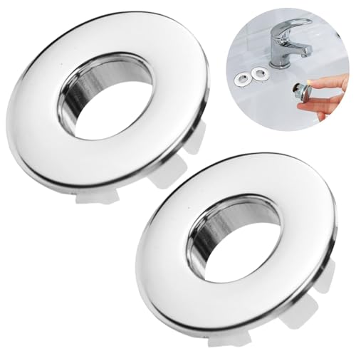 2 Stück Waschbecken Überlauf Abdeckung, Universelle Waschbecken Überlauf Ring, Überlauf Stöpsel Waschbecken Ersatzteile für 22-24mm Waschbecken Badezimmer Spüle Badewanne(Silber) von Jiakalamo