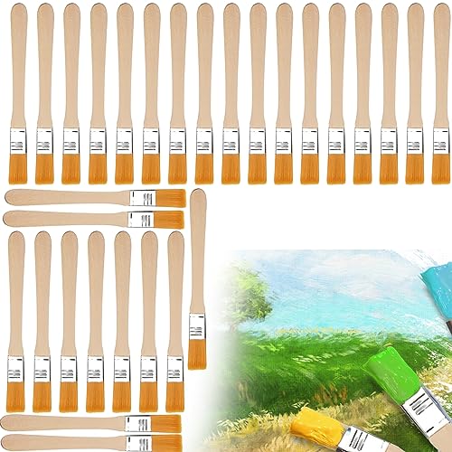 30 PCS Paint Brushes, Pinselset Stark Paint, Brush Crevice Nylon Bristles Oil Wooden Handle Dust Home Art Malerpinsel Set(Natur+Silber+Orange) von Jiakalamo