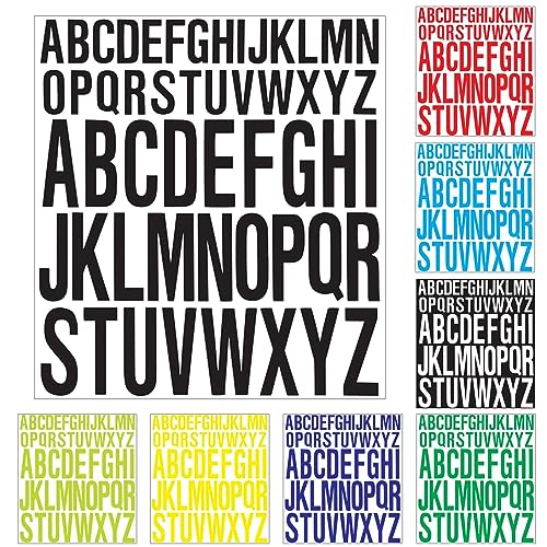 8 Blatt Großbuchstaben Aufkleber,1 Zoll 2 Zoll selbstklebende Buchstaben Stick on Letters Waterproof PVC Letters Numbers Kit, für Mailboxen Scrapbooking Craft Poster Window(8 Farben) von Jiakalamo