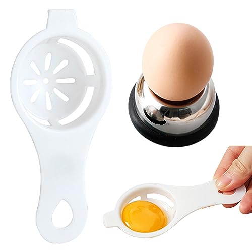 Jiakalamo Eierpiekser+ Eiertrenner, Eieröffner-Werkzeug, Eierlochstanzer, halbautomatischer Eierschalen-Lochschläger aus Edelstahl, mit Eiertrenner aus Kunststoff, Eigelb-Trenner von Jiakalamo