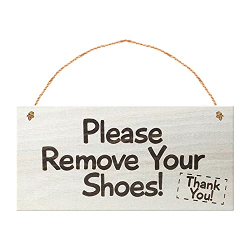 Handgefertigtes Holzschild zum Aufhängen,Hängende Schuhe aus Holz Schild "Please Remove Your Shoes",Retro Hängeschild Achtung,20x10cm,Vintage Design zur Dekor,für Wandkunst Haus Dekor(Weiß) von Jiakalamo