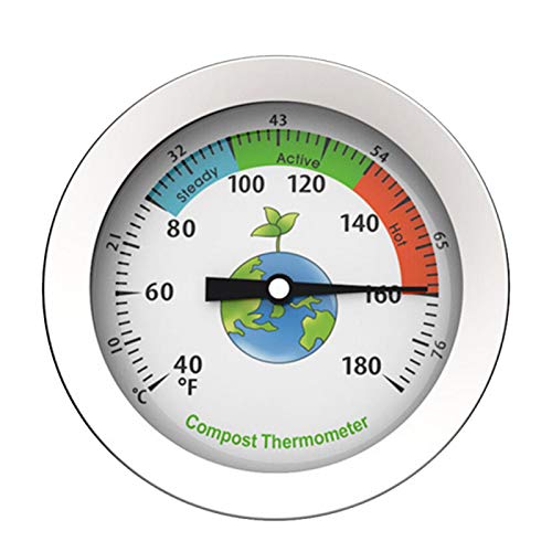 Jiakalamo Kompost-Thermometer, Zifferblatt-Thermometer, tragbar, für Innen- und Außenbereich, Hygrometer für Haus und Gewächshaus (Silber) von Jiakalamo