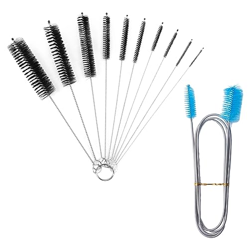 Jiakalamo Reinigungsbürsten, 11-Teiliges Nylon-Reinigungsbürsten-Set Mit Flexibler 61-Zoll-Reinigungsbürste für Abflussrohre, Mini-Bürsten für Dünne Räume, Waschbecken, Abflussrohr, Flaschenrohre von Jiakalamo