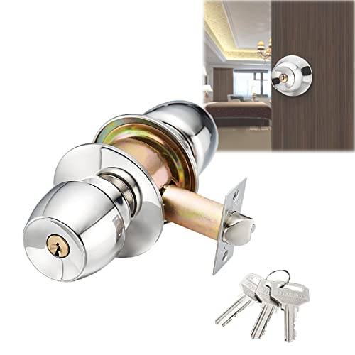 Jiakalamo Türschloss mit Schlüssel, Kugel-Türknäufe mit Schlüssel, Edelstahl-Außentürgriff, rundes Sicherheits-Vordertürschloss-Set (Größe: 70 mm) von Jiakalamo