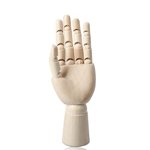 Jiakalamo Wood Art Mannequin-Hand, flexibles bewegliches Holz-Handmodell zum Skizzieren, Malen, Schmuckdisplay, Heimbüro-Dekoration (17,8 cm/linke Hand) von Jiakalamo