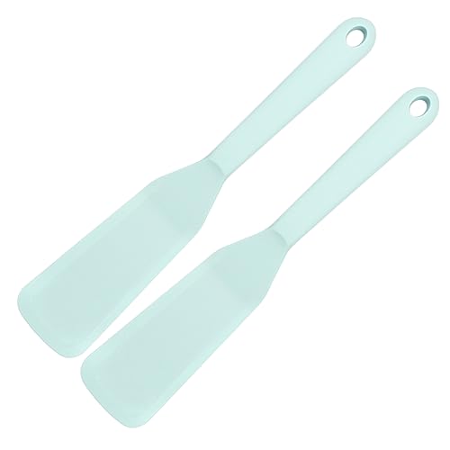 Pfannenwender Silikon 2 Stück, Antihaft Pfannenwender Kunststoff, Hitzebeständig Silicone Spatula für Spiegelei Omelette Hamburger Pfannkuchen Pizza Steak(Blau) von Jiakalamo