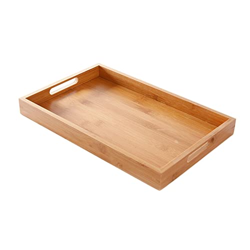 Serviertablett aus Holz, massiv mit Griff, rechteckig, für Zuhause, Küche, Holz, Serviertablett, Snack-Tablett, ideal für Frühstück, Kaffee, Tee (Tablett mit flachem Griff, 30 x 20 x 4 cm) von Jiakalamo