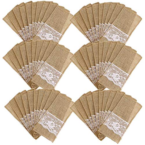 Jiaminye 75 StüCk Sackleinen Spitze Besteck Beutel Rustikale Hochzeit Geschirr Messer Gabel Halter Tasche Hessische Jute Tisch Dekoration ZubehhR Jiaminye 75 StüCk Sackleinen Spitze Besteck Beutel Rustikale Hochzeit Geschirr Messer Gabel Halter Tasche Hessische Jute Tisch Dekoration ZubehhR von Jiaminye