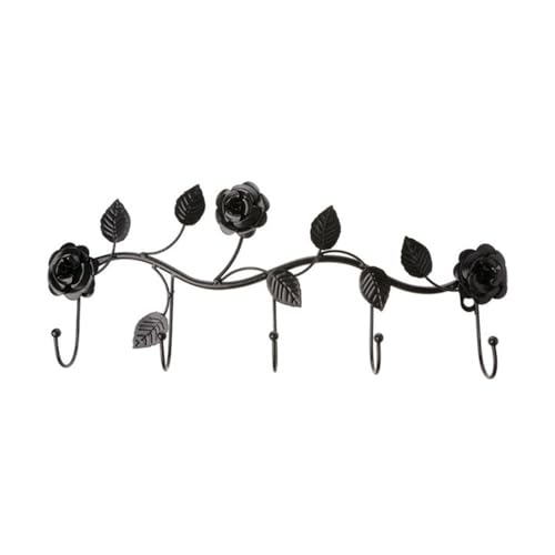 Jian1004 An der Wand befestigter Kleiderständer, Bad Rack Kleiderbügel Wand Mantel Haken Dekorative Schlüssel Halter Hut Schal Handtasche Lagerung Hange(Black) von Jian1004
