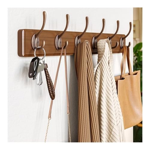 Jian1004 An der Wand befestigter Kleiderständer, Rustikaler Wandgarderobenständer, Kleiderhaken aus Massivholz – 8 Haken for Aufhängen von Kleidung, Bademänteln, Handtüchern, Mänteln von Jian1004