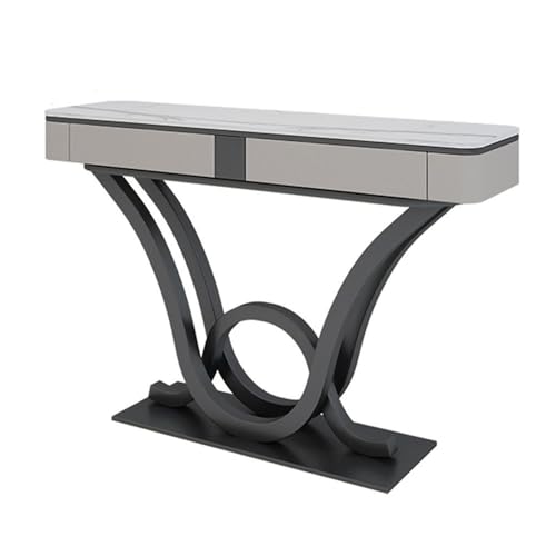 Jian1004 Eingangstisch, Moderner Konsolentisch aus Kunstmarmor, 47" schmaler Sofatisch for den Eingangsbereich(Black) von Jian1004