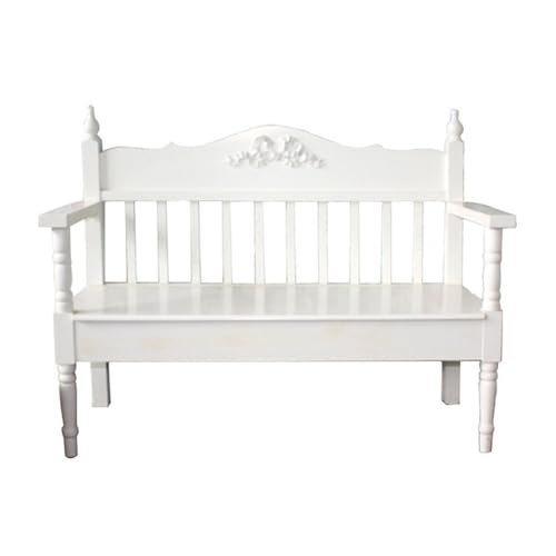 Jian1004 Gartenbänke 2-Personen-Bank for den Außen- und Innenbereich, 41,9-Zoll-Balkonbank aus Massivholz mit Rückenlehne und Armlehnen, Elegante Freizeitstühle aus Kiefernholz(White) von Jian1004