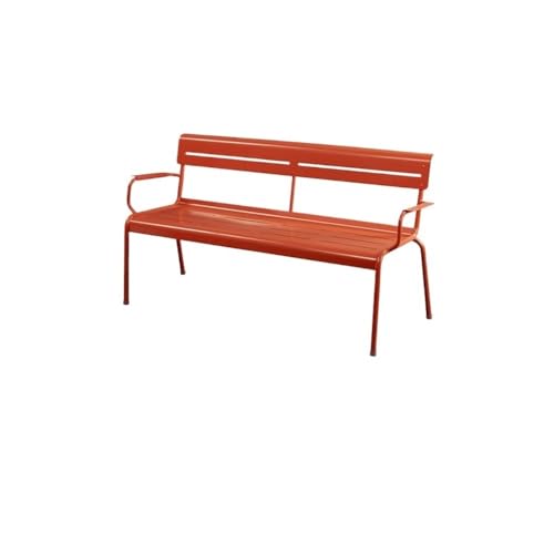 Jian1004 Gartenbänke Aluminiumbank for den Außenbereich, wasserdichter Loungesessel for den Terrassengarten mit Rückenlehne(Red,140cm) von Jian1004
